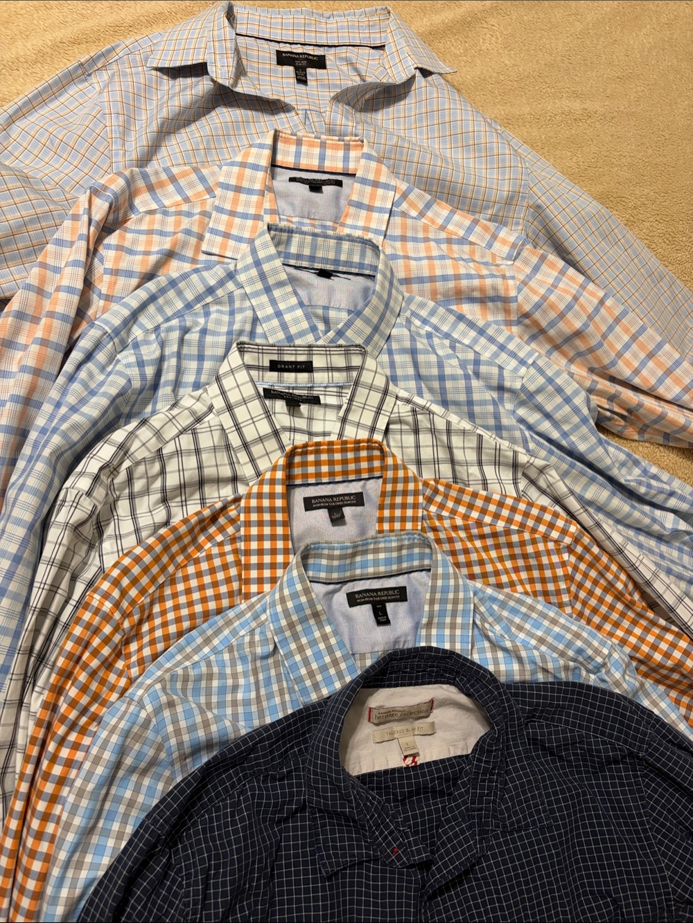 Lot of 6 Banana Republic tailored slim fit long sleeve button up shirts